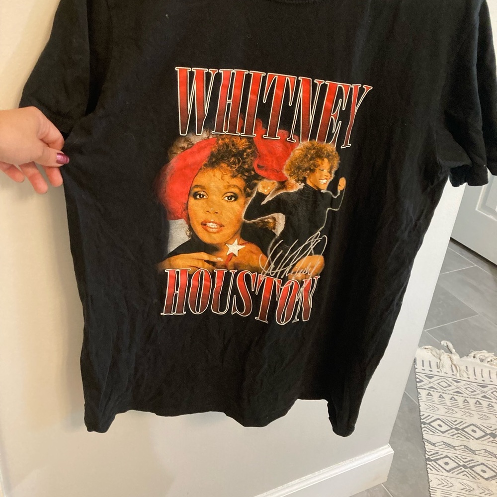 Nasty Gal Black Whitney Houston Graphic Tee with Red Accents - Picture 2 of 4